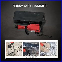 3600W Demolition Jack Hammer Electric Concrete Breaker 1800 BPM With 2 Chisels Set