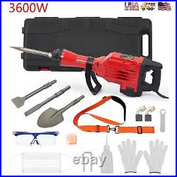 3600W Demolition Jack Hammer Electric Concrete Breaker 1800 BPM With 4 Chisels Kit