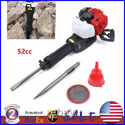 52 cc Gas-Powered Demolition Jack Hammer Electric Concrete Breaker with 2 Chisel